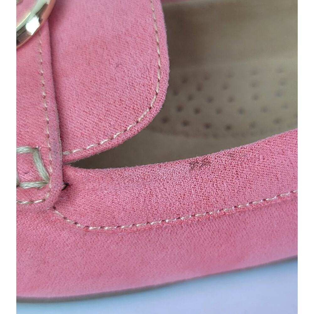 LIZ CLAIBORNE Antonia Coral-Pink Loafers with Gold Tone Buckle Women's Size 9M - Picture 7 of 10